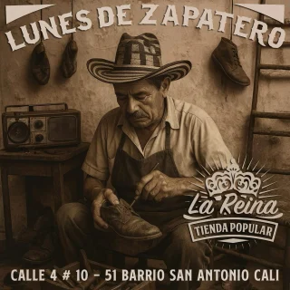 Hoy abrimos! Lunes de zapatero en La Reina: donde el tacón se endereza, el cuero se pule y los recuerdos suenan a bolero y tango. Venga desde las 5pm, siéntese un ratico, que aquí todavía creemos en que los corazones se pueden remendar como los zapatos viejos.
